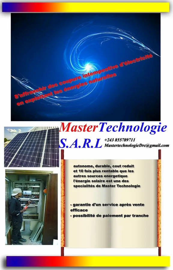 Master technologie RDC Leader en énergie Electrique à Lubumbashi